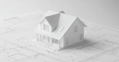 Architekturmodell auf Bauplan | Sporthalle bauen